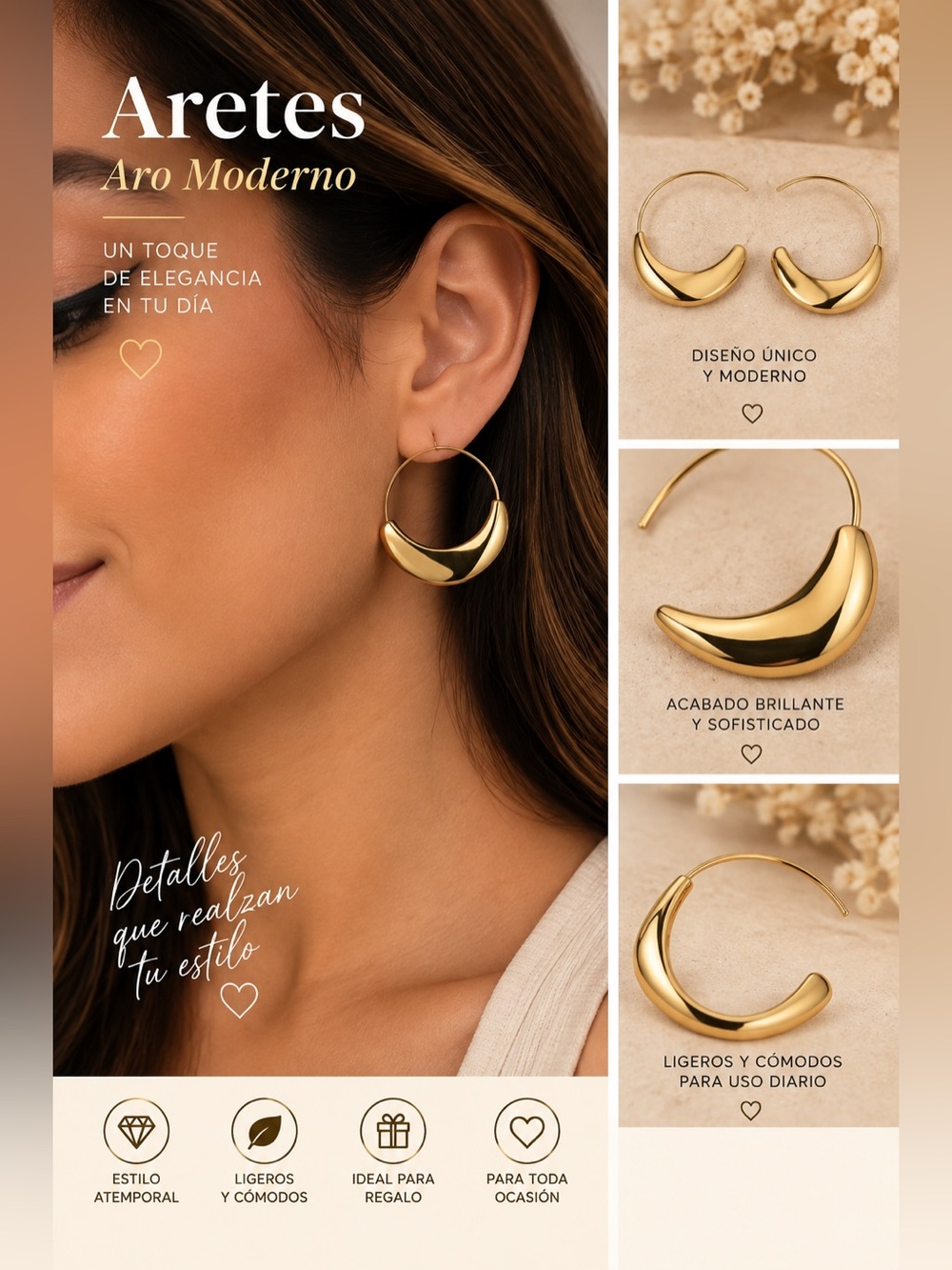 Modern Gold Hoop Earrings – Aro Moderno
